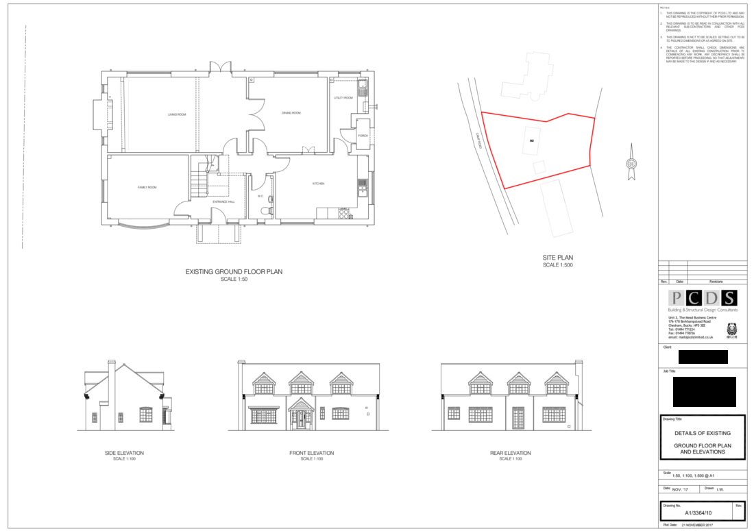 Camp Road Refurbishment drawings of the existing house