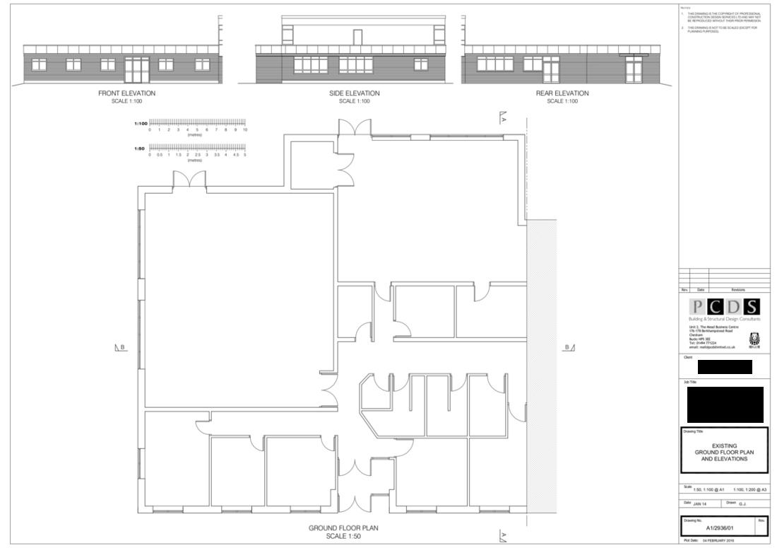 Chesham Rugby Club Existing Floor plans and elevations