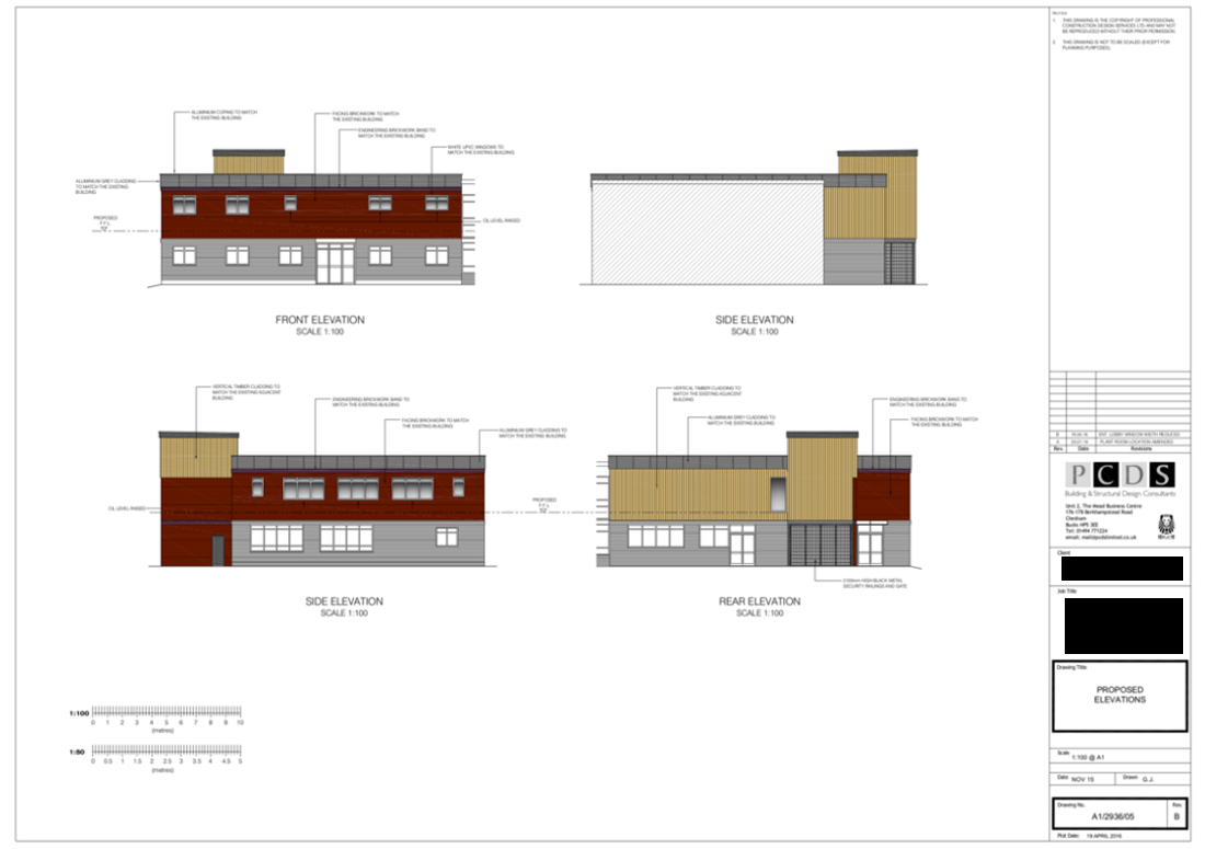 Proposed plans showing proposed elevations